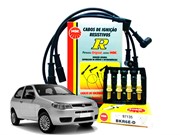 Kit Cabos NGK SCT09 e Velas NGK BKR6E-D Fiat Palio 1.0 1.4 8v Fire 2005 até 2014 Flex