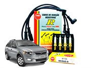 Kit Cabos NGK SCT09 e Velas NGK BKR6E-D Fiat Palio Weekend 1.4 8v Fire 2005 até 2016 Flex