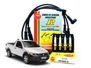 Kit Cabos NGK SCT09 e Velas NGK BKR6E-D Fiat Strada 1.4 8v Fire 2006 até 2019 Flex