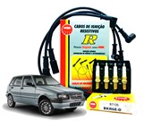 Kit Cabos NGK SCT09 e Velas NGK BKR6E-D Fiat Uno Mille 1.0 8v Fire 2005 em diante Flex